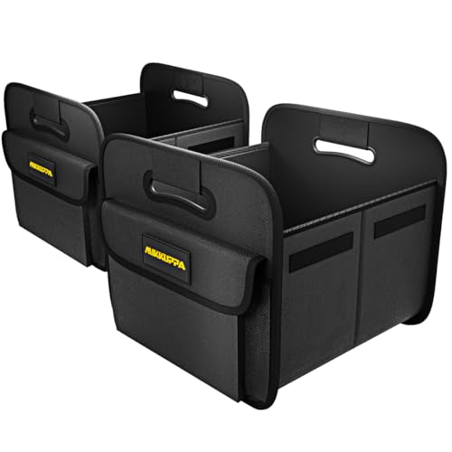 MIKKUPPA Car Trunk Organizer - Split Design Collapsible Small Trunk Organizer for Groceries, Car Storage Organizers for SUV Auto Truck Van with Non Slip Bottom (Black, 2Pack) - color: Black, size: Small