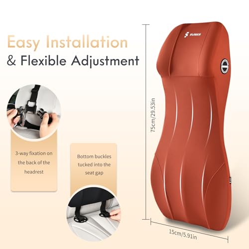 2-in-1 Lumbar Support with Headrest Pillow for Car Ergonomic Memory Foam Car Seat Back Cushion Integrated Lumbar Pillow with Car Neck Pillow for Driving Seat Relief Back Sciatica Pain, Red - color: Red, size: 2-in-1 Lumbar&headrest Pillow
