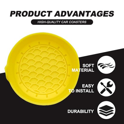 4-Pack Universal Cup Holder Coasters, Black Silicone Inserts - Keep Your Car Clean with Non-Slip & Spill-Proof Coasters for All Vehicles (Yellow) - color: Yellow
