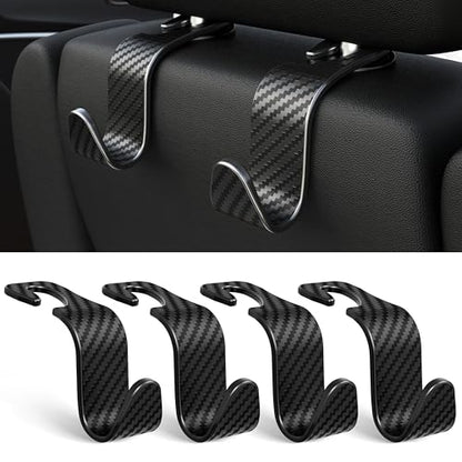 4-Pack Car Headrest Hooks Vehicle Storage Organizer for Purses Handbags Groceries Coats –Holds 55lbs 360° Rotating Simple Design Black Checkered - color: Black Checkered