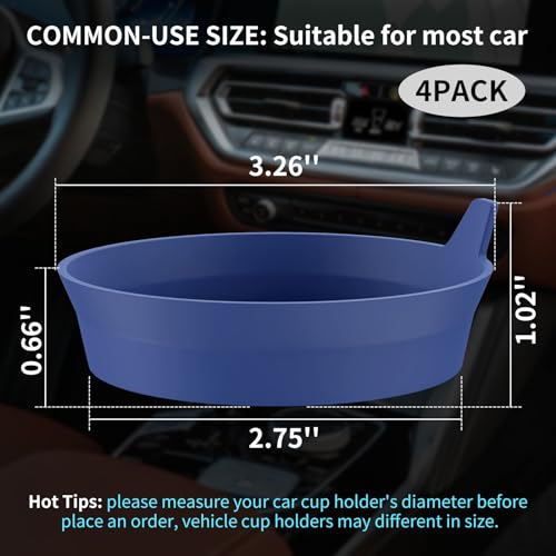 ME.FAN Car Cup Coasters [4 Pack] Silicone Cars Coasters - Universal Non-Slip Recessed Interior Accessories - Cup Holder Inserts Navy Blue - color: 4pack-navy Blue