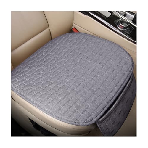Front Car Seat Cover, Anti-Slip Driver Seat Cushion Protector with Storage Pocket, Cooling Breathable Linen Bottom Pad for Most Vehicle Front Seats, Car Accessories (Front Gray) - color: Front Gray