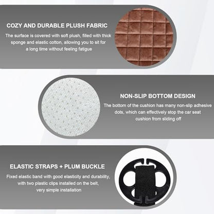 DXNQ Car Seat Cushion, Soft Plush Auto Seat Cover with Non-Slip Silicone Bottom & Storage Pocket, Universal Breathable Vehicle Seat Cushion Pad for Car Truck SUV, Car Accessories (Coffee) - color: Coffee