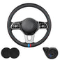 Nappa Leather Car Steering Wheel Cover Custom Fit for Mercedes Benz GLC 300 GLE 350 450 C300 Sprinter GLA 250 GLA 250 GLB 250 Accessories, Universal 15 Inch with Logo, Non-Slip and Breathable, Black - size: D-Shaped