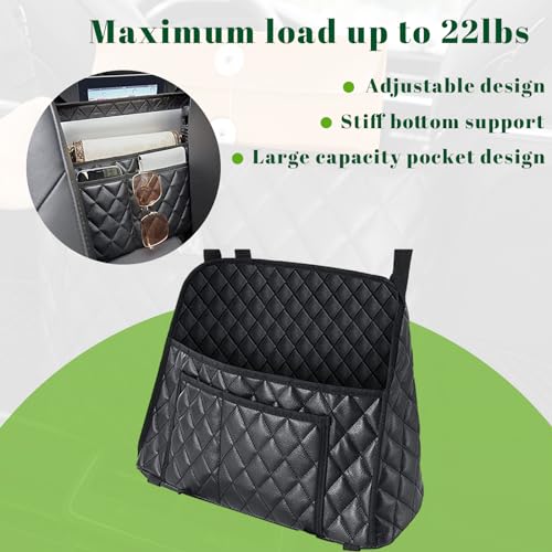 Car Purse Holder Between Seats, Leather Auto Front Seat Handbag Organizer Pocket, Universal Large Capacity Seat Bag Box Storage, Vehicle Interior Backseat Barrier for Kids Pet