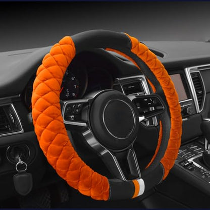 Universal Car Steering Wheel Cover Fluffy Winter Plush Steering Wheel Cover (A-Orange), gx0117