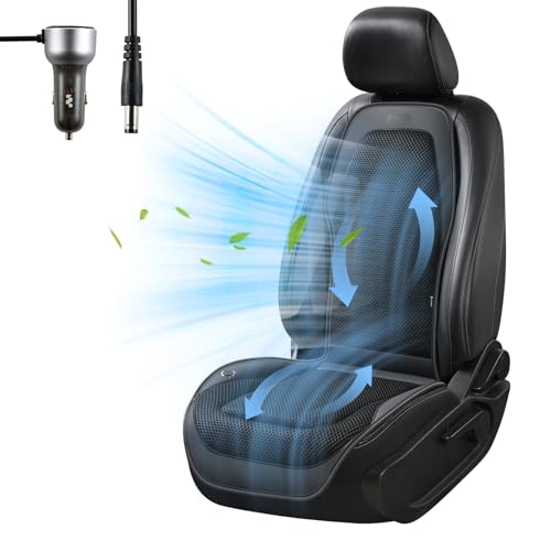 Upgraded Cooling Car Seat Cover Front Seat with Blowing&Suction, 12V-24V Ventilated Car Seat Cushion with 8 Turbo Fans, 3-Speed Adjustable Universal Fit Breathable Car Cushion for Summer Driving-Black - color: Black