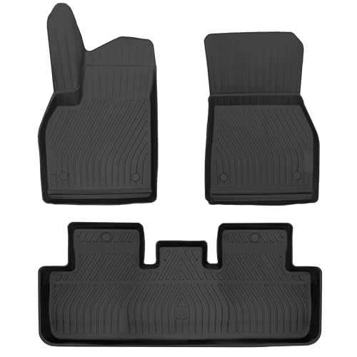 Tesla Model Y 2020-2024 Premium Custom Fit Floor Mats Rubber 3D Car Mats Laser Measured Floor Liners All Weather Heavy Duty Waterproof Odorless Non-Slip TPE (Front & Rear, Black) - size: Model Y 2020-2025