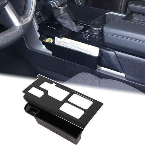 Aunginsy Central Control Gear Shift Panel Trim Cover With Storage Box Compatible with Toyota Tundra/Sequoia 2022-2024 2025 Car Gear Shifter Scratch Protector Frame Decoration ABS Accessories, With 4WD - color: Black(With Box), size: With 4WD