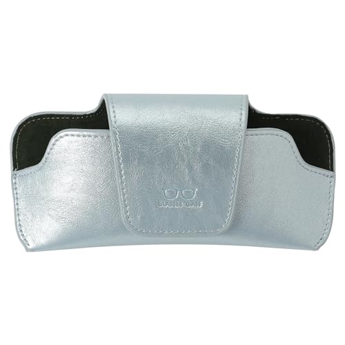 Sunglass Holder for Car Visor, Car Sunglasses Holder Leather, Eyeglasses Holder Glasses Storage Case Visor Accessories - color: Silver Blue