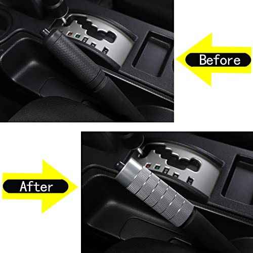 Aunginsy Car Handbrake Cover Compatible with Toyota FJ Cruiser 2007-2021+, Aluminum Handbrake Manual Handle Protector, Center Console Parking Hand Brake Grip Sleeve Lever Cover Trim Accessories - color: Silver