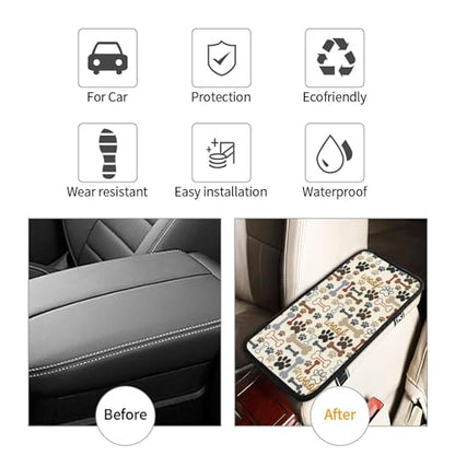 Animal Dog Paw Prints Bones Universal Auto Center Console Armrest Soft Pad Protector Cover Fit for Most Vehicle,SUV,Truck Car Accessories - color: Dog Paw Prints Bones