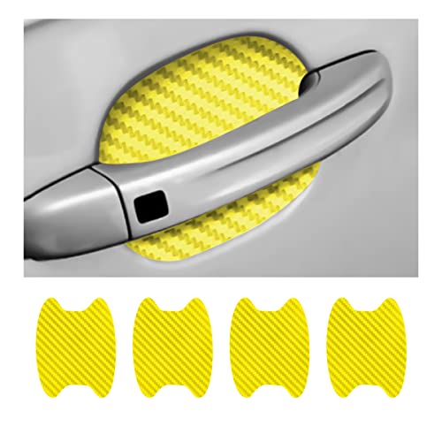 4PCS Car Handle Cup Stickers, Carbon Fiber Scratch Auto Protective Film, Non-Marking Bowl Protector, Universal for Most Cars, SUV, Van (Yellow/4PCS) - color: Yellow/4PCS