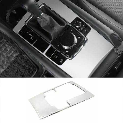 Car Accessories Fit for 2019 2020 2021 2022 2023 2024 2025 Mazda 3 Axela Interior Gear Shift Knob Console Media Panel Cover Trim (Matte Silver) Stainless Steel 1 PC - color: Matte Silver