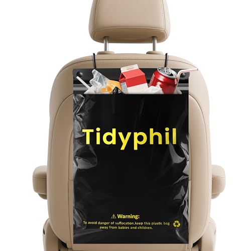 50 PCS Disposable Car Trash Bags Hanging, Leak-proof, Odor Seal. 2 Gallon Car Garbage Bags, Big Capacity. Independent of Car Trash Can, Easy Stick-On Car trash Bin for Car, SUV, Truck, Stroller. Black