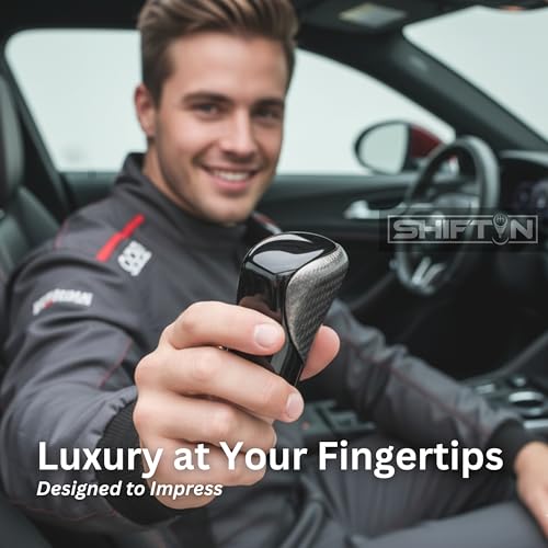 Gear Shift Knob for Lexus RX-350 ES GS GX-460 IS350 NX300 RC-300 RX 200t 300 350 3450h 450hL 350L F-Sport Automatic Shifter Lever Handle Head (Gray Carbon Leather/Piano Black) - color: Gray Carbon Leather / Piano Black