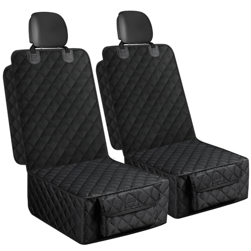 Dog Car Seat Cover, 2 Pack Waterproof Pet Front Seat Car Cover, Full Protection Dog Seat Protector with Side Flaps, Universal Size for Cars, Trucks, SUVs - size: 2 Pack