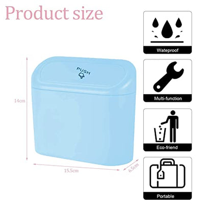 Car Trash Can, Mini Car Bin with Lid 2 Trash Bag Blue, Cute Car Accessories for Storage and Organization，Small Trash Can for car，Bedroom and Office - size: Car Trash Can - Blue with 2 Trash Bags