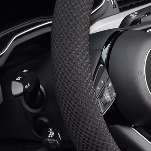 ZHOL Steering Wheel Cover Universal 15 inch Microfiber Breathable Ice Silk Steering Wheel Covers Anti-Slip Car Interior Accessories for Women Men, Warm in Winter and Cool in Summer, Black - color: Black