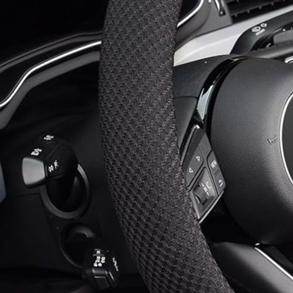 ZHOL Steering Wheel Cover Universal 15 inch Microfiber Breathable Ice Silk Steering Wheel Covers Anti-Slip Car Interior Accessories for Women Men, Warm in Winter and Cool in Summer, Black - color: Black