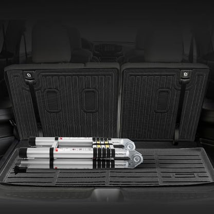 VEVOR Cargo Mats Compatible with 2016-2022 & 2023-2024 Honda Pilot, Custom Fit TPE Cargo Liner Set for SUVs, Trunk and Back Seat Protector Replacement, Black, Trunk Mat and Backrest Mats - style: Honda Pilot 2016-2024