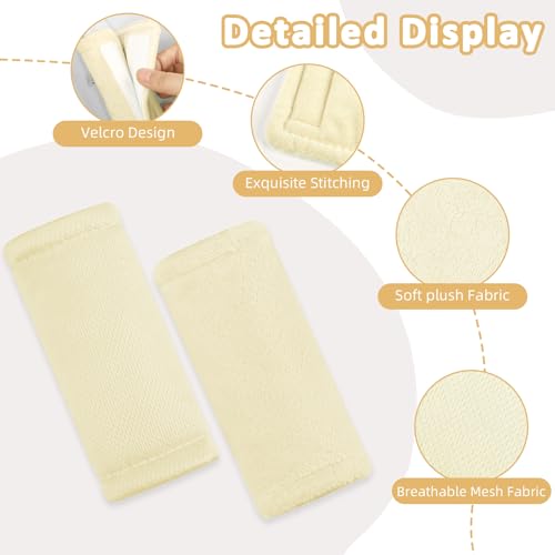 SWESEN Baby Car Seat Strap Covers, 3 Piece Soft Car Seat Strap Shoulder Pads for Baby Girls Boys, Double-Sided Use carseat Straps Covers for Stroller, Car Seats, Pushchair, Apricot - color: Apricot