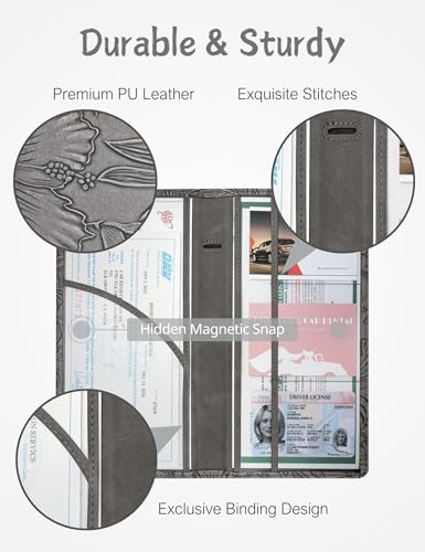 Mymazn Car Registration and Insurance Holder, PU Leather Glove Box Car Organizer with Magnetic Closure, Car Document Holder for Driver's License & Essential Documents (Dark Grey) - color: Dark Grey
