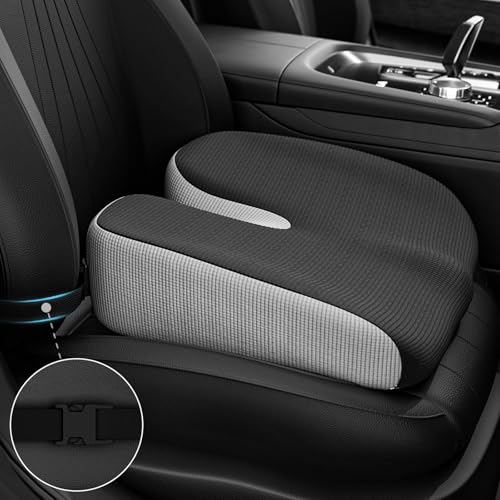 Wedge Seat Cushion for Car Truck Driver to Raise Height 4in, Portable Memory Foam Car Seat Cushions for Short People Driving, Adult Booster Seat for Car with Strap,Black - color: Black