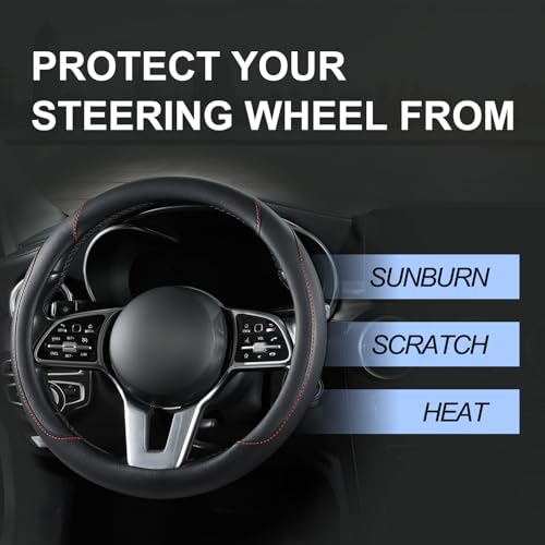 Car Steering Wheel Cover, Microfiber Leather Steering Wheel Cover Universal Fit 14.5-15 inch Anti-Slip Comfortable Breathable Car Wheel Protector for Men Women,Blue - color: Blue