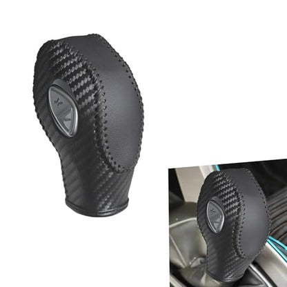 Gear Shift Cover, Breathable Anti-Scratch Gear Shift Knob Cover, Anti-Slip Carbon Fiber Auto Transmission Lever Decoration, Compatible with Focus Fiesta Escape Transit EcoSport (Black)