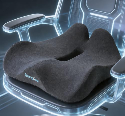 18x16 Inch Memory Foam Seat Cushion for Office, Travel, Car | Black Chair Cushions with Removable Washable Cover, Non-Slip Bottom and Carry Handle - color: Black