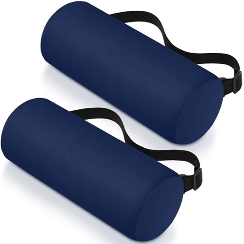 2 Pcs Lumbar Roll Support Pillow Low Back Lumbar Support Office Seat Cushion with Adjustable Strap and Washable Cover for Travel Gaming Chair Car Seat Pain Relief(Blue) - color: Blue