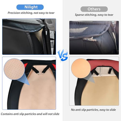 Nilight Car Seat Covers Custom Fit 2009-2024 Ram 1500 and 2010-2024 2500 3500 Waterproof Wear-Resistant Faux Leather Anti Slip Cushion Set (2PCS Front Seats Cover) - color: Front Sets 2 Seat, style: Dodge Ram 2009-2024