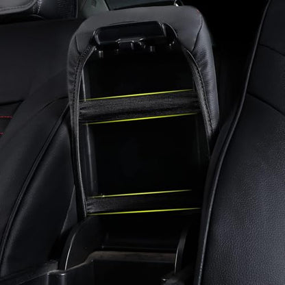 AOMSAZTO Armrest Covers Middle Console Covers for 2017-2022 Nissan Rogue Black with Red Stiches - color: Black with red stiches