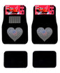 ALLBrand Universal Fit Front/Rear 4 Piece Full Set Crystal Bling Rhinestone Design Studded Carpet Car SUV Truck Floor Mats KAM-MAT-BLACK 0 - color: America Heart/Black