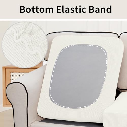 Easy-Going Stretch Individual Couch Cushion Cover Sofa Seat Furniture Protector Sofa slipcover Soft Flexibility with Elastic Bottom(2 Piece Cushion Sofa, Cream) - color: Cream, size: 2 Cushion Sofa