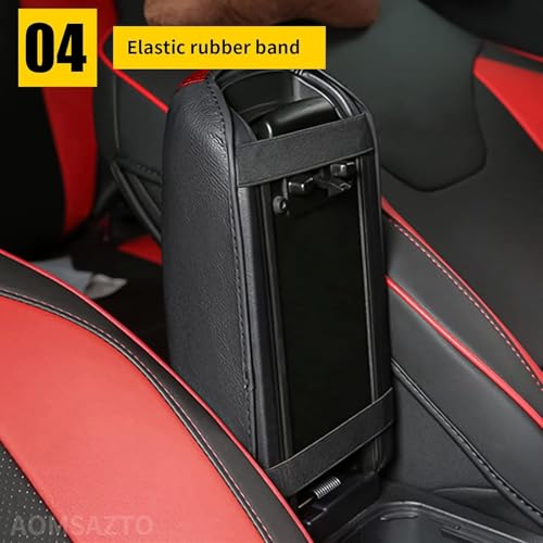 AOMSAZTO Armrest Covers for 2015-2019 Hyundai Sonata Black with Red Leather - color: red