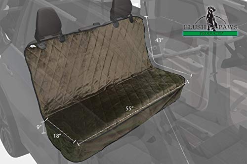 Velvet Rear Car Seat Protector w/o Hammock | Washable & Waterproof Back Seat Dog Cover for Car, Truck, & SUV | Nonslip, Tear Resistant Pet Seat Cover | Regular London Grey