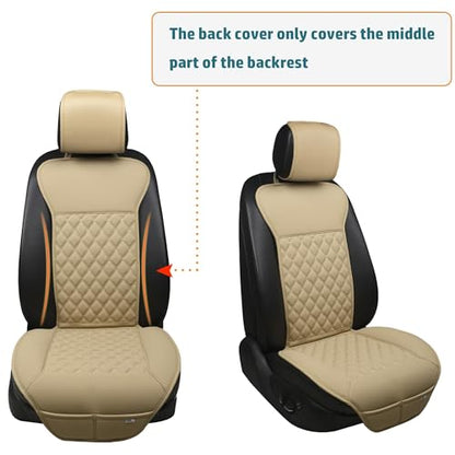 Black Panther 1 Pair Luxury Car Seat Covers Protectors, Anti-Slip Driver Seat Cover with Partial Backrest Coverage (Middle Part Only), Diamond Pattern, Compatible with 95% Cars (Beige) - color: Diamond Pattern - Beige