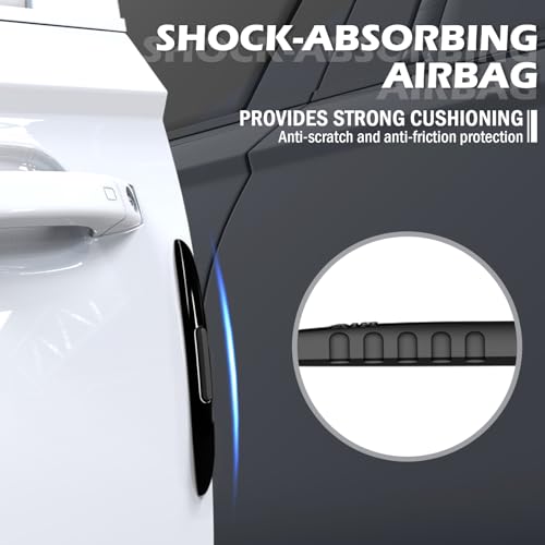 4PCS Car Door Edge Guards with Airbag,De-Static & Anti-Crash Car Door Protector with Dolphin Streamline Design,Universal Cars Doors Edge Protector Exterior Cars Accessories