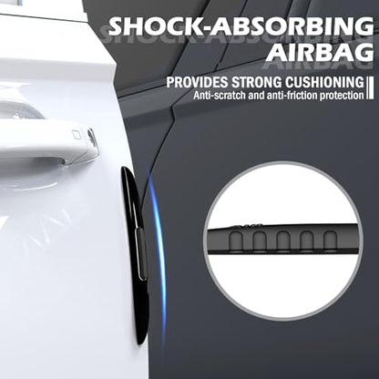 4PCS Car Door Edge Guards with Airbag,De-Static & Anti-Crash Car Door Protector with Dolphin Streamline Design,Universal Cars Doors Edge Protector Exterior Cars Accessories