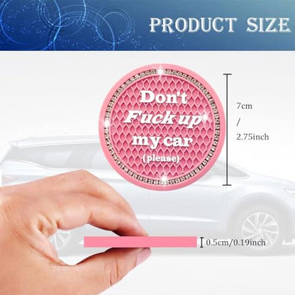 Car Cup Coasters 4Pack - Bling Car Accessories, Universal Cup Holder Inserts (Pink, 4PC) - color: Pink-4pc