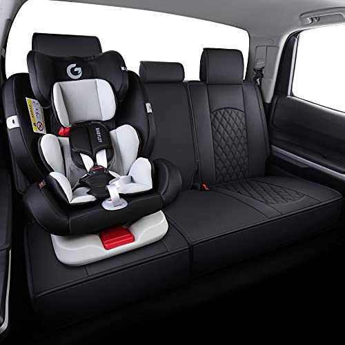 Tundra Seat Covers Compatible with Toyota Tundra 2008-2022 2023 2024 2025 2026 Crewmax Double Cab SR5 Limited Platinum TRD Pro Tundrasine 1794 Edition Waterproof Leather(5 PCS Full Set/Black)
