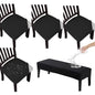 KRFOONN Waterproof Seat Covers for Dining Room Chairs Set of 4 with Dining Bench Cover Jacquard Washable Chair Covers Removable Kitchen Chair Cushion Slipcovers Protector for Dining Room, Black - color: Black