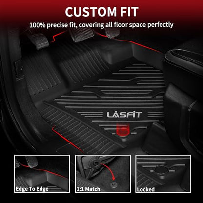 LASFIT Front Floor Mats for Ford F-150 2015-2026 | F150 Lightning 2022-2025 SuperCrew & Super Cab Carpet Floor All Weather Car Liners TPE Truck Mats-First Row Only, 2pcs Black - style: 1) F-150 SuperCrew&Super Cab| 15-26 | 1st Row Bucket Only