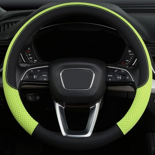 Cxtiy Premium Ice Silk Steering Wheel Cover - Soft, Breathable, and Anti-Slip for Ultimate Comfort and Style Universal Fit Most of Cars SUV Auto Vehicle (C-Green) - color: C-green