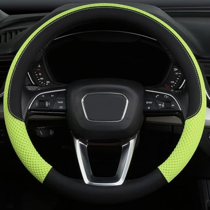Cxtiy Premium Ice Silk Steering Wheel Cover - Soft, Breathable, and Anti-Slip for Ultimate Comfort and Style Universal Fit Most of Cars SUV Auto Vehicle (C-Green) - color: C-green