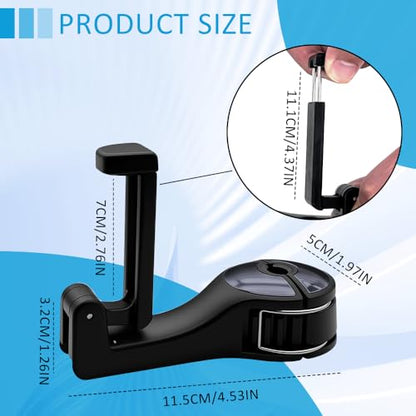 2PCS Car Headrest Hidden Hook, 2 in 1 Rear Headrest Hook with Phone Holder, 360° Rotation Storage Headrest Hanger, Universal Auto Organizer Hook for Purse Handbag Clothes Grocery (Gun Copper)