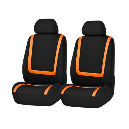 BELOMI Car Seat Covers Only, Breathable Premium Cloth Auto Seat Cover, Universal Front and Rear Seat Covers, Automotive Interior Accessories for Most Cars Trucks SUV (Black/Orange) - color: Black/Orange, size: 4PCS