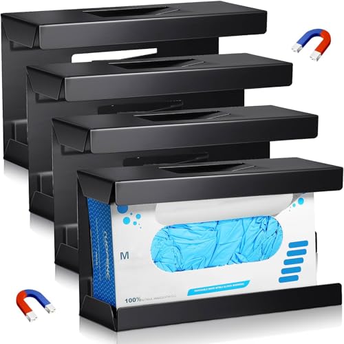 4 Pcs Magnetic Glove Box Holder Dispenser Wall Mounted Towels Wipes Paper Tissue Glove Box Holder for Hospital Home Office Organizing Accessories (4)